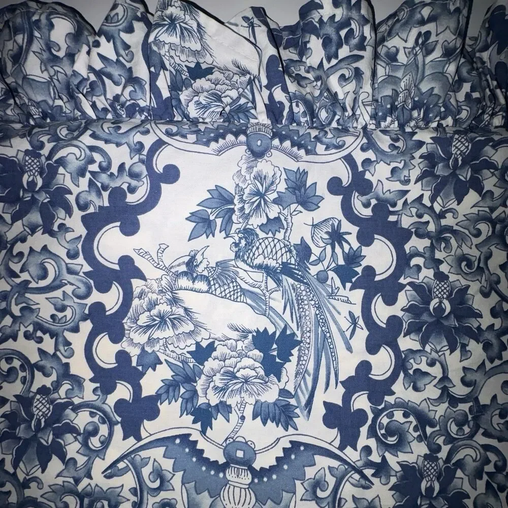 Vintage Ralph Lauren Blue Porcelain Tamarind Chinoiserie Pillow Cover 18 x 18